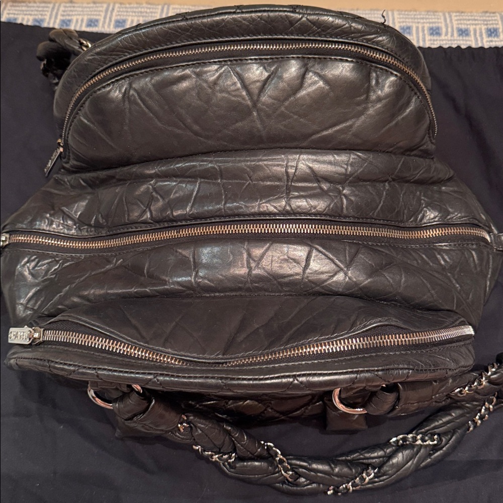Authentic CHANEL Lady Braid Bowler Bag - Black Quilted Lambskin - Picture 6 of 9